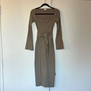 Revolve Tan Long Sleeve Dress